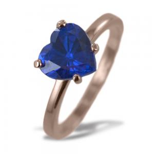 Anello con cuore in argento e zircone a cuore blu argento rose - gallery