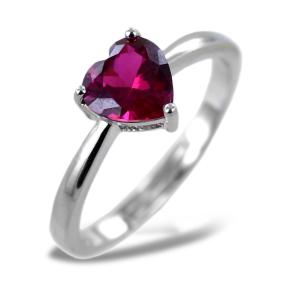 Anello con cuore in argento e zircone a cuore rosso - gallery