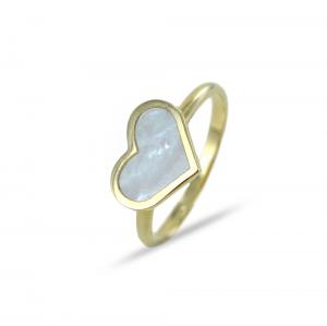 Anello con cuore in oro e madreperla - gallery