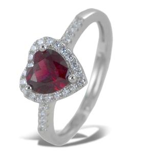 Anello con cuore Rosso in argento zircone a cuore contorno di zirconi - gallery