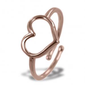 Anello con cuore traforato in argento rose - gallery