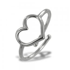 Anello con cuore traforato in argento silver - gallery