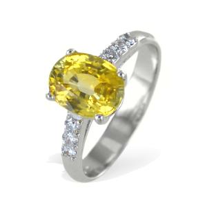 Anello con Zaffiro Giallo e Diamanti sul gambo - gallery