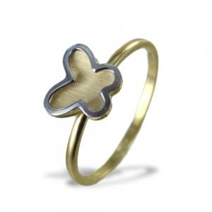 Anello con farfalla in oro Giallo e Bianco  - gallery