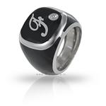 Personalized Ring in 925/000 silver with black enamel - gallery