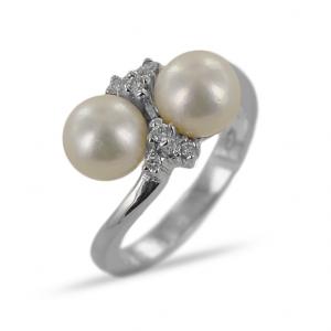 Anello con Perla Freshwater e diamanti - gallery