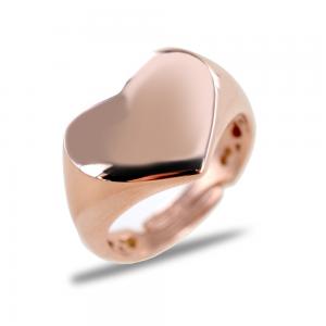 Anello con scudo a cuore in argento rose lucido - gallery