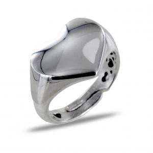 Anello con scudo a cuore in argento silver lucido