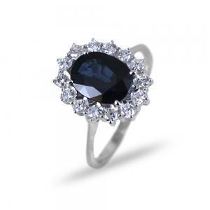 Anello con Zaffiro rosetta di diamanti - gallery