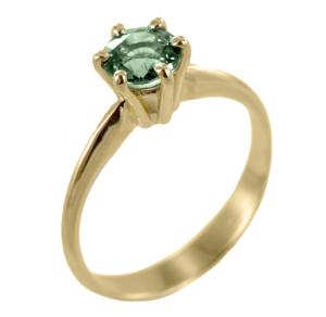 Anello con Zaffiro Verde in oro giallo - gallery