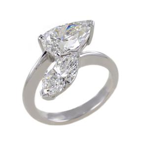 Anello Contrarie Diamante Goccia e Marquise Lab Grown grande cert IGI - gallery