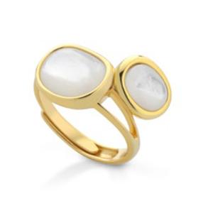Anello contrarie in Argento giallo e Madreperla Australiana  - gallery