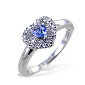 Anello Cuore tanzanite Blu e Diamanti modello Tanzanja