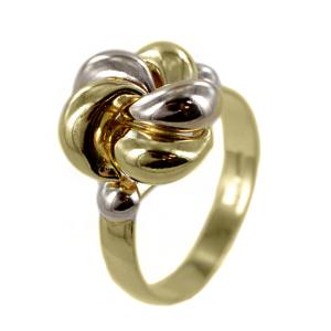 Anello da donna con nodo in oro giallo e bianco  - gallery