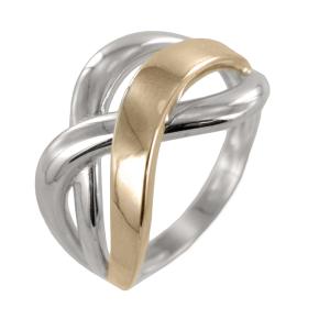 Anello da donna tripla fascia oro bianco e rosa  - gallery