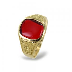 Anello da uomo Cabochon con zircone rosso - gallery