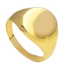 Anello da uomo con scudo ovale in oro giallo  - gallery