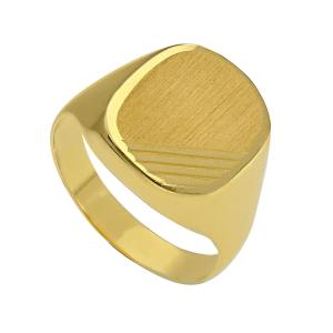 Anello da uomo con scudo retangolare in oro giallo  - gallery