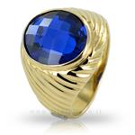 Anello da Uomo in oro giallo con pietra effetto zaffiro - gallery