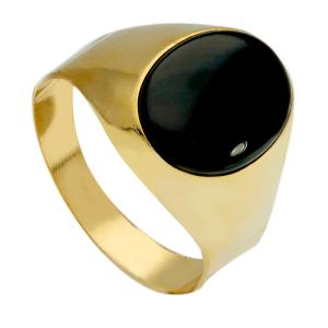 Anello da uomo in oro giallo e onice - gallery