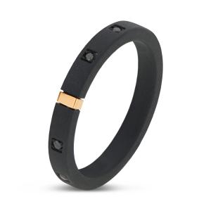 Anello da uomo in Titanio nero con oro e diamanti neri