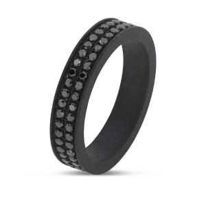 Anello da uomo in Titanio nero e diamanti neri