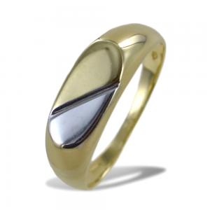 Anello da uomo rettangolare  in oro giallo e bianco - gallery