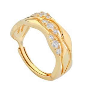 Anello donna a fascia in argento dorato collezione Venice Marcello Pane  - gallery