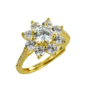 Anello donna gioielli Rebecca in argento giallo a forma di fiore con zirconi SDAAOO13