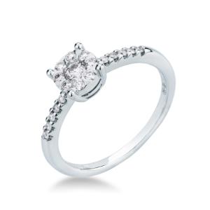 Anello effetto Solitario con diamanti sul gambo ct 0.34 G - gallery