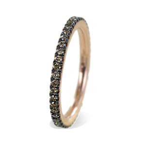 Anello Eternity in oro rosa e diamanti brown mezzo carato - gallery