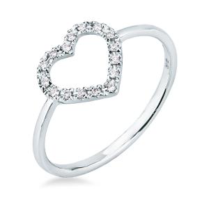 Anello fantasia cuore traforato con Diamanti