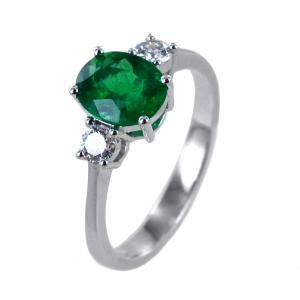 Anello fantasia Smeraldo da un carato e Diamanti