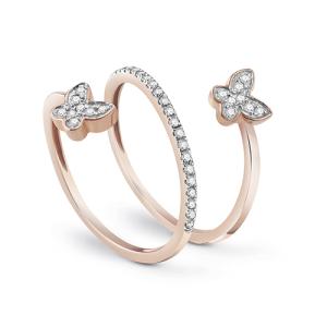 Anello farfalle di diamanti spirale in oro rosa i Segni Salvini gioielli 