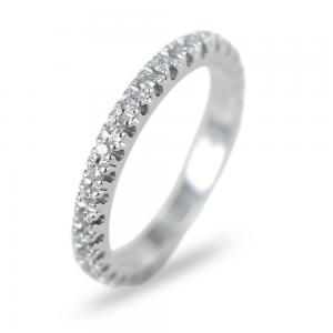 Anello Fede Eternity in oro bianco e diamanti ct 0.35 G VS 