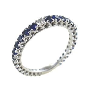 Anello fedina Eternity a scalare in oro con Zaffiri e diamante 