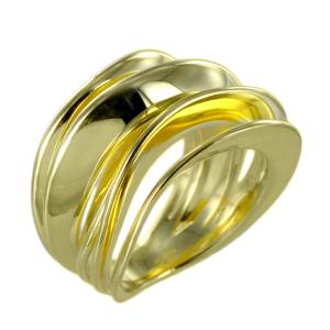Anello in argento dorato a fasce lucide