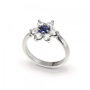 Anello in Argento e Zirconi Modello stella Blu - gallery