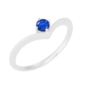 Anello in oro bianco a fascia india con Zaffiro rotondo 