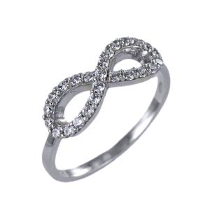 Anello in oro con infinito traforato e zirconi bianchi