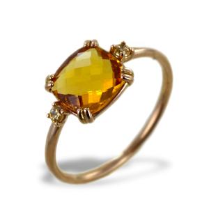 Anello in oro con quarzo sfaccettato e zirconi - gallery