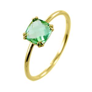 Anello in oro con quarzo verde sfaccettato  - gallery