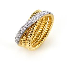 Anello in oro e diamanti a fasce tubo gas
