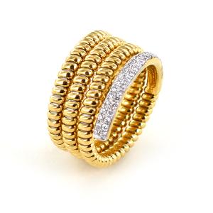 Anello in oro e diamanti a fasce tubo gas