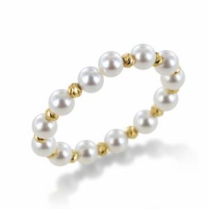 Anello in oro giallo con perle di acqua dolce 3.00-3.50 MM