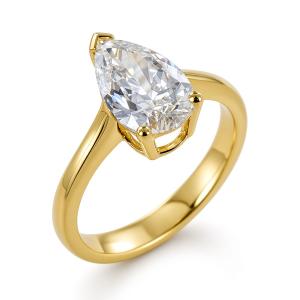 Anello in oro giallo Solitario Diamante Goccia Lab Grown grande 1.50 carati cert IGI