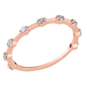 Anello in oro rosa  con 9 diamanti - gallery