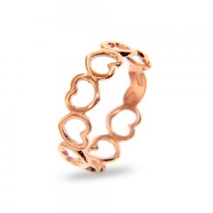 Anello in oro Rosa con cuori traforati  - gallery