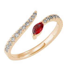 Anello in oro rosa con Rubino taglio marquise e Diamanti 