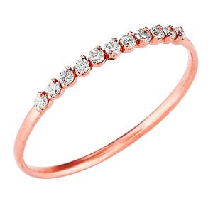 Anello in oro rosa veretta con 11 diamanti